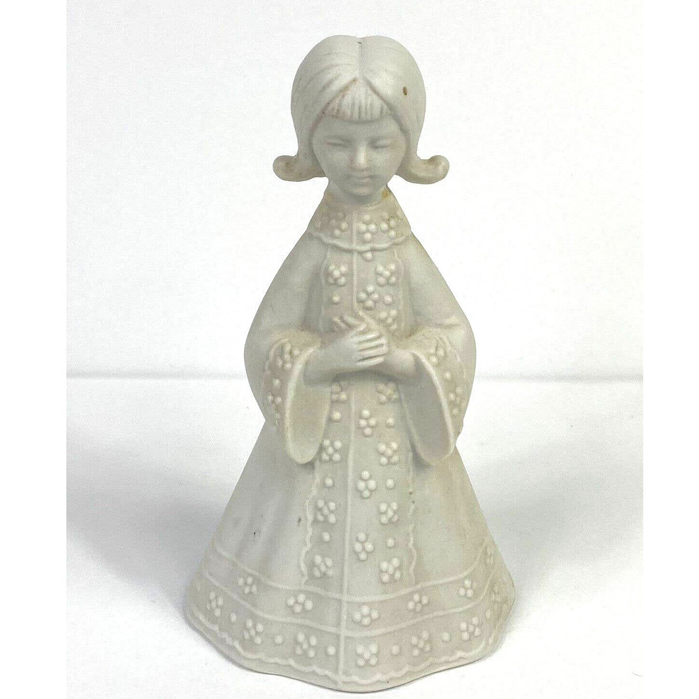 VINTAGE JOSEPH MAGNIN WHITE PORCELAIN BISQUE CHOIR GIRL BELL JAPAN